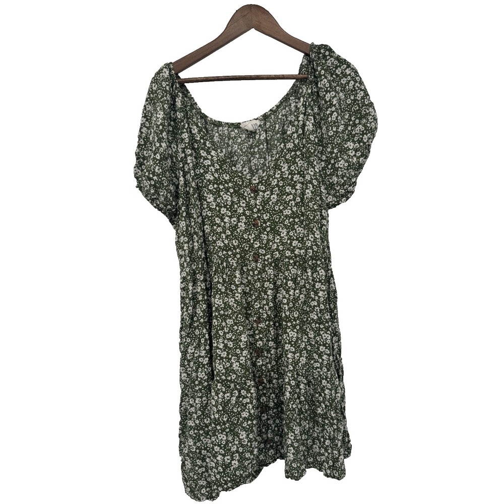 Just Found Milkmaid Green ditzy Floral Babydoll V Neck Cottagecore spring 3X